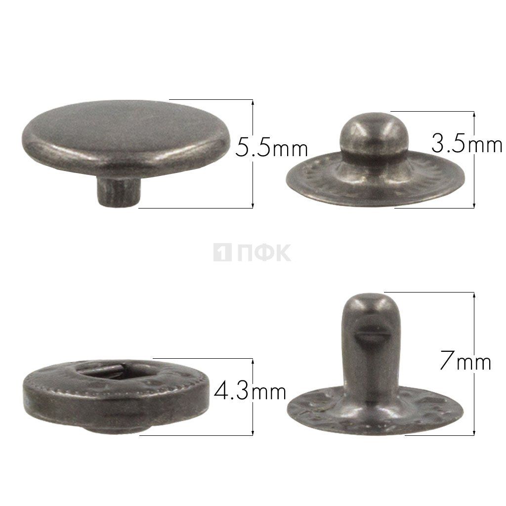 Кнопка для одежды 12,5мм Альфа нерж цв никель тем (уп 1440шт) NEW STAR