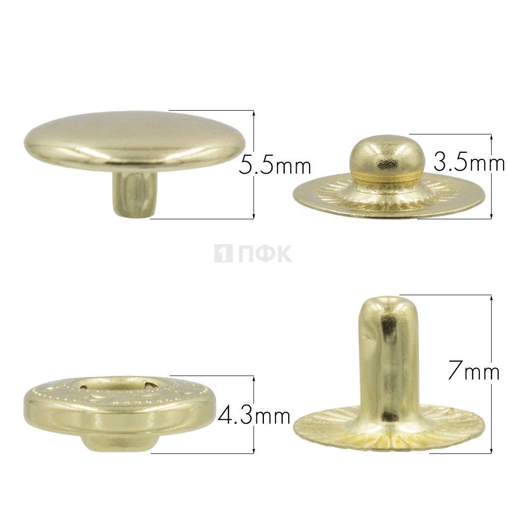 Кнопка для одежды 12,5мм Альфа сталь цв золото (уп 1440шт) NEW STAR 