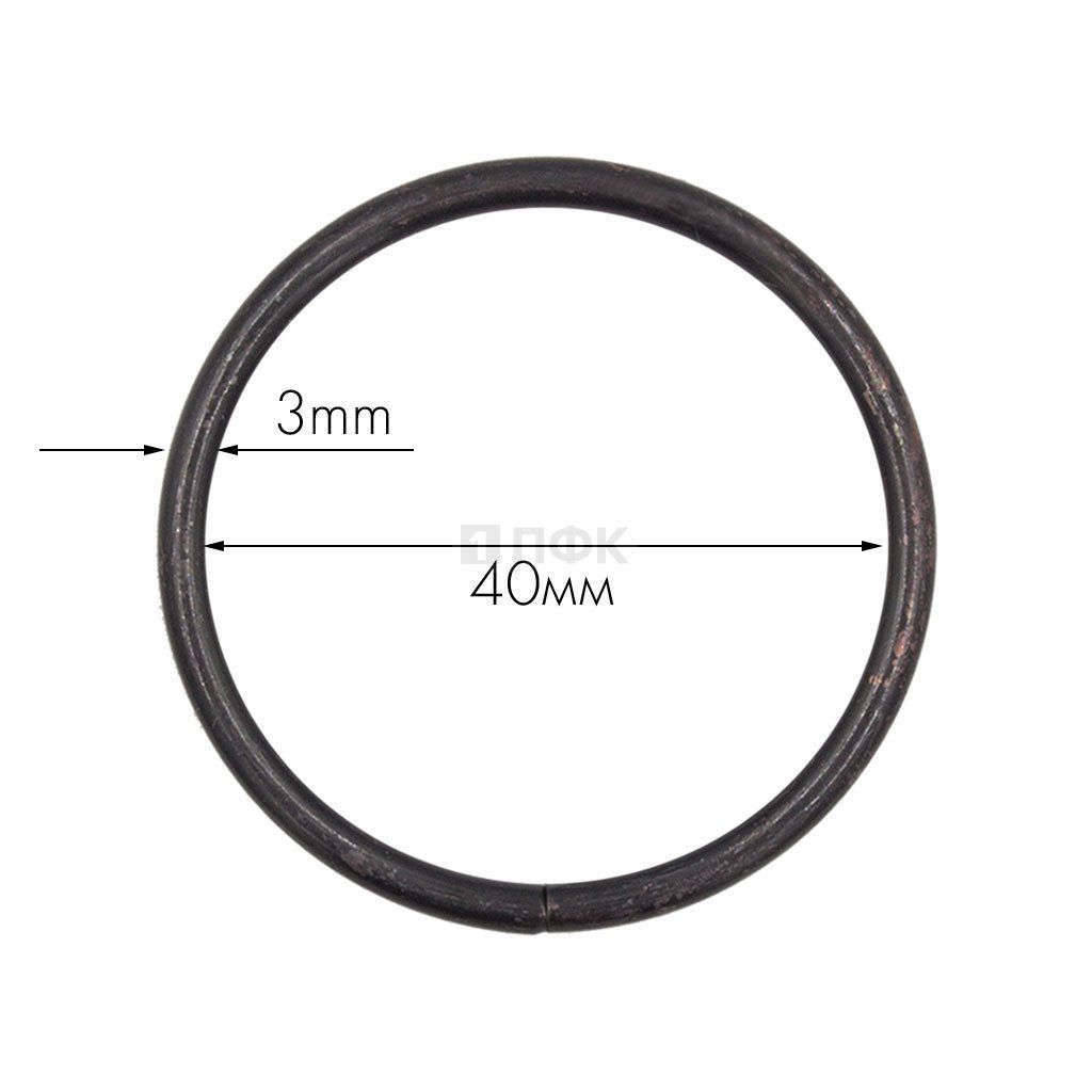 Кольцо металлическое 40мм (толщ 3мм) цв оксид (уп 200шт/5000шт) (A)