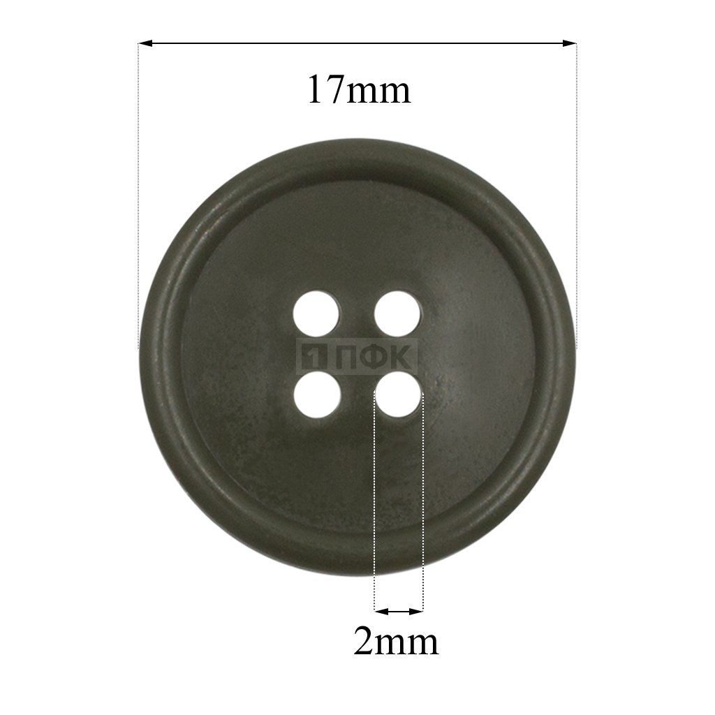 Пуговица КЛ 17-4 ПП 17мм цв хаки (уп 1000шт)