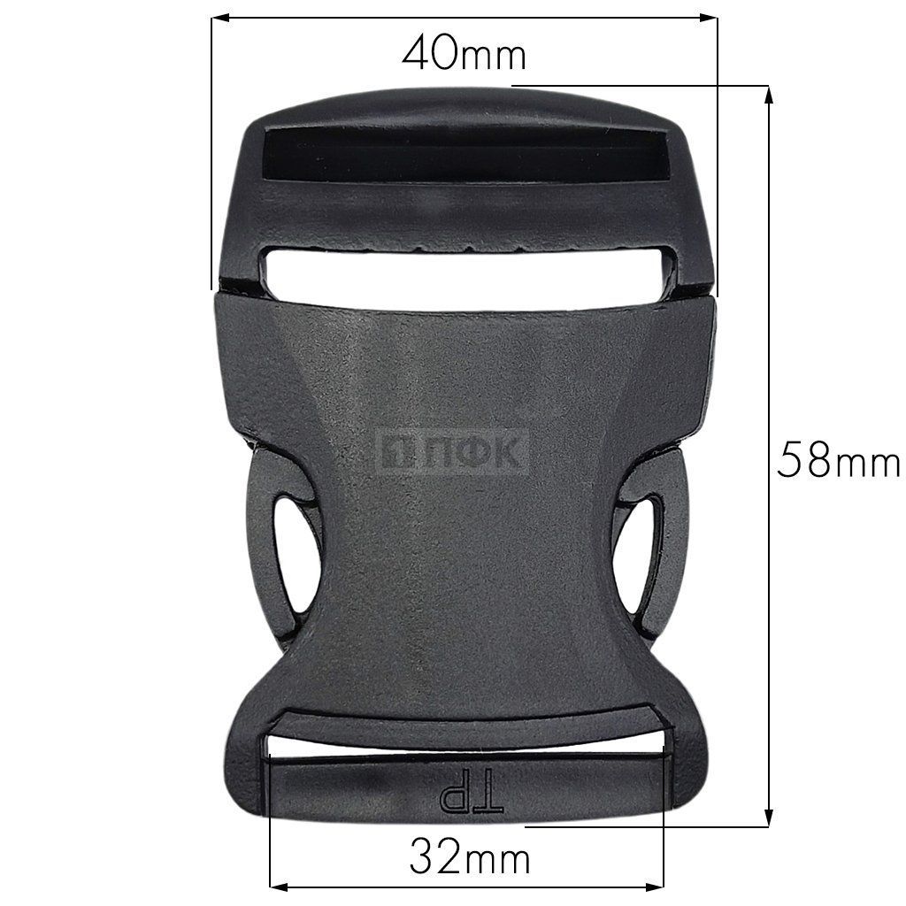 Фастекс (защелка-трезубец) ПП 32мм 58*40*10 цв черный (уп 100шт) — ПФКР Фастекс (защелка-трезубец) ПП 32мм 58*40*10 цв черный (уп 100шт)