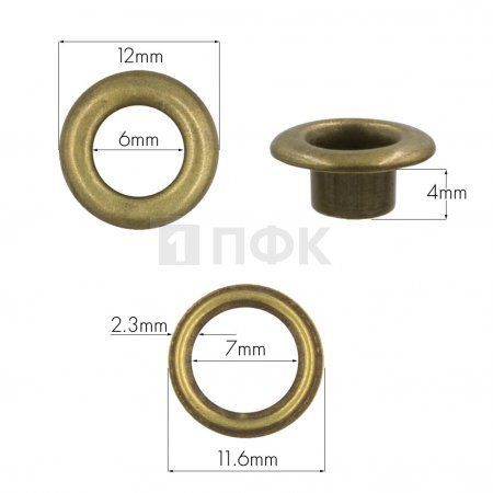 Люверсы №4 6мм нерж цв антик (уп 5000шт) Люверсы №4 6мм нерж цв антик (уп 5000шт)