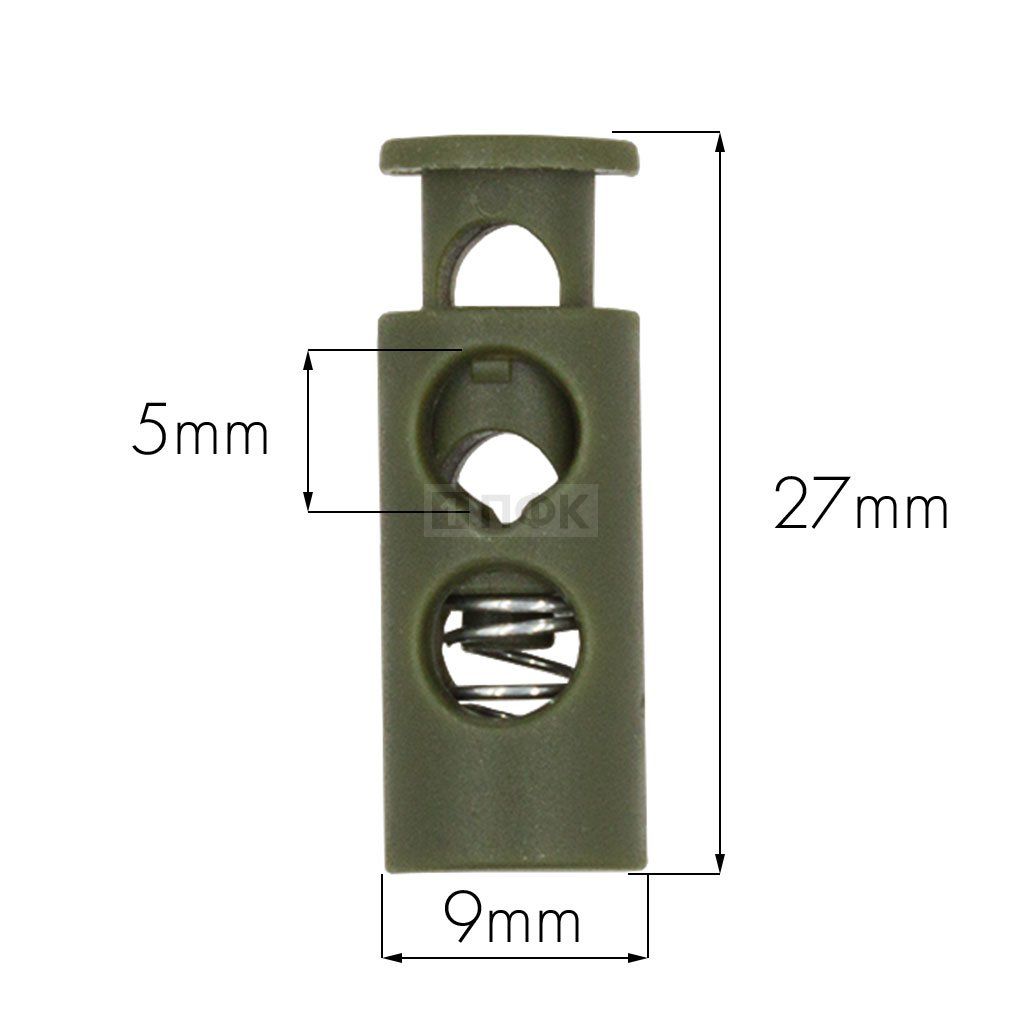 Фиксатор для шнура пластик арт.А2-039 РОМ цв оливковый (уп 500шт/10000шт)