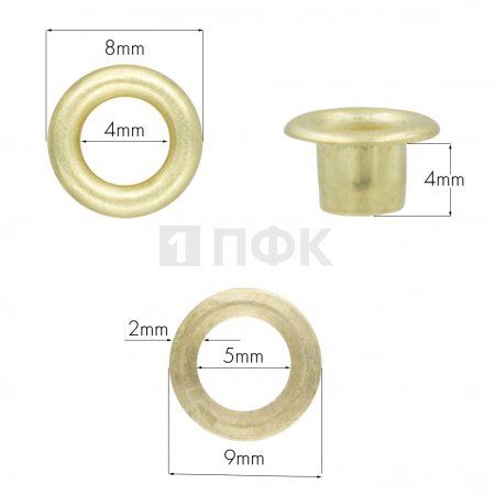 люверсы №2 4мм сталь цв золото (уп 5000шт)