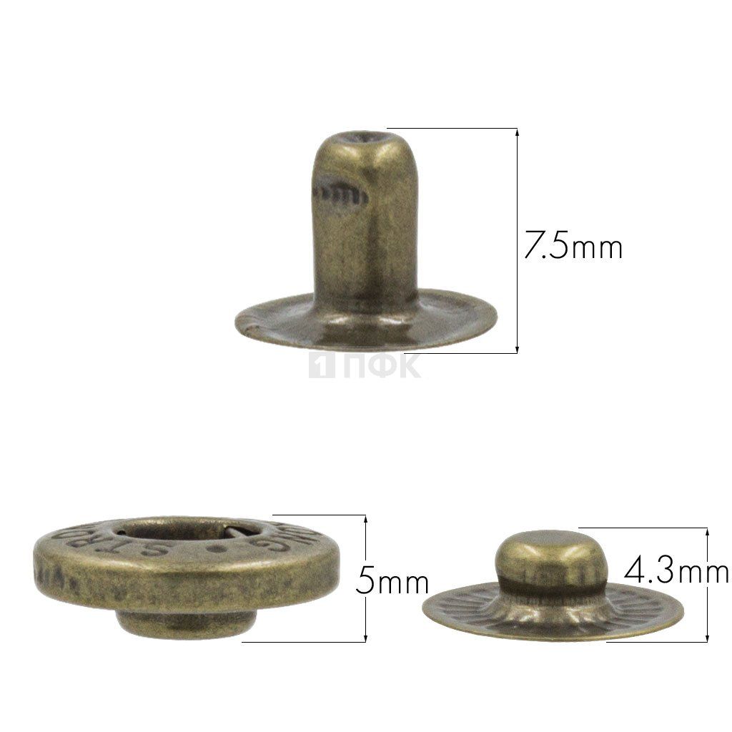 3 Части кнопки для одежды 15мм Альфа латунь цв антик (уп 720шт) STRONG — ПФКР 3 Части кнопки для одежды 15мм Альфа латунь цв антик (уп 720шт) STRONG