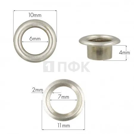 Люверсы №4 6мм сталь эконом цв никель (уп 5000шт/100000шт) Люверсы №4 6мм сталь эконом цв никель (уп 5000шт/100000шт)