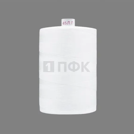 Нить швейная армированная  45ЛЛ 2500м цв 301 белый (уп 12/кор 120)