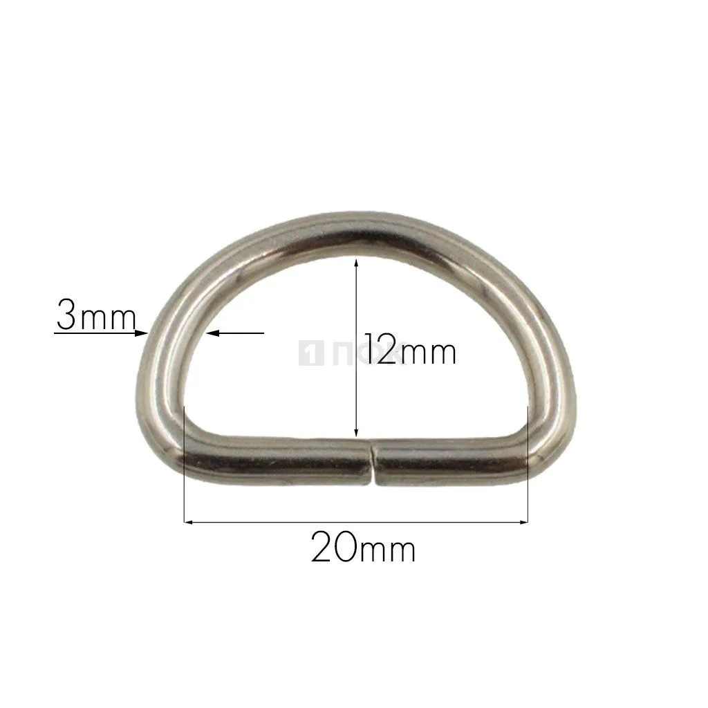 Полукольцо 20мм (толщ 3мм) цв никель (уп 1000шт)