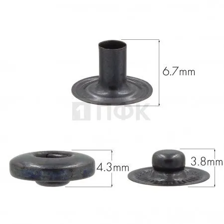 3 Части кнопки для одежды 12,5мм Альфа нерж цв оксид (уп 1440шт) BUTTONI 