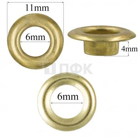 Люверсы №4 6мм нерж цв золото (уп 5000шт) Люверсы №4 6мм нерж цв золото (уп 5000шт)