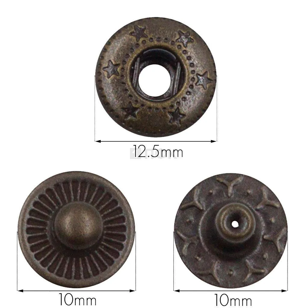 3 Части кнопки для одежды 12,5мм Альфа нерж цв антик (уп 1440шт) STORM