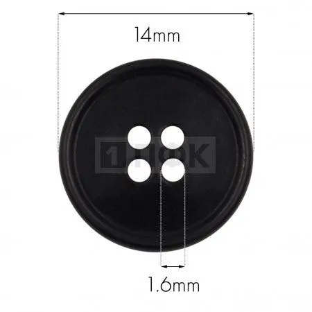 Пуговица КЛ 14-4 ПА 14мм цв черный (уп 1000шт)
