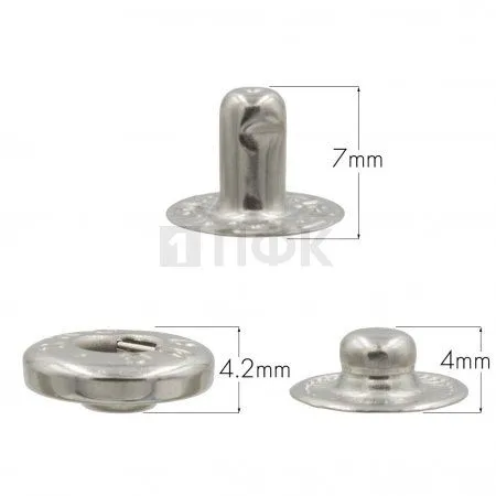 3 Части кнопки для одежды 12,5мм Альфа нерж цв никель (уп 1440шт) DNG