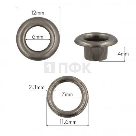 Люверсы №4 6мм нерж цв никель тем (уп 5000шт) Люверсы №4 6мм нерж цв никель тем (уп 5000шт)