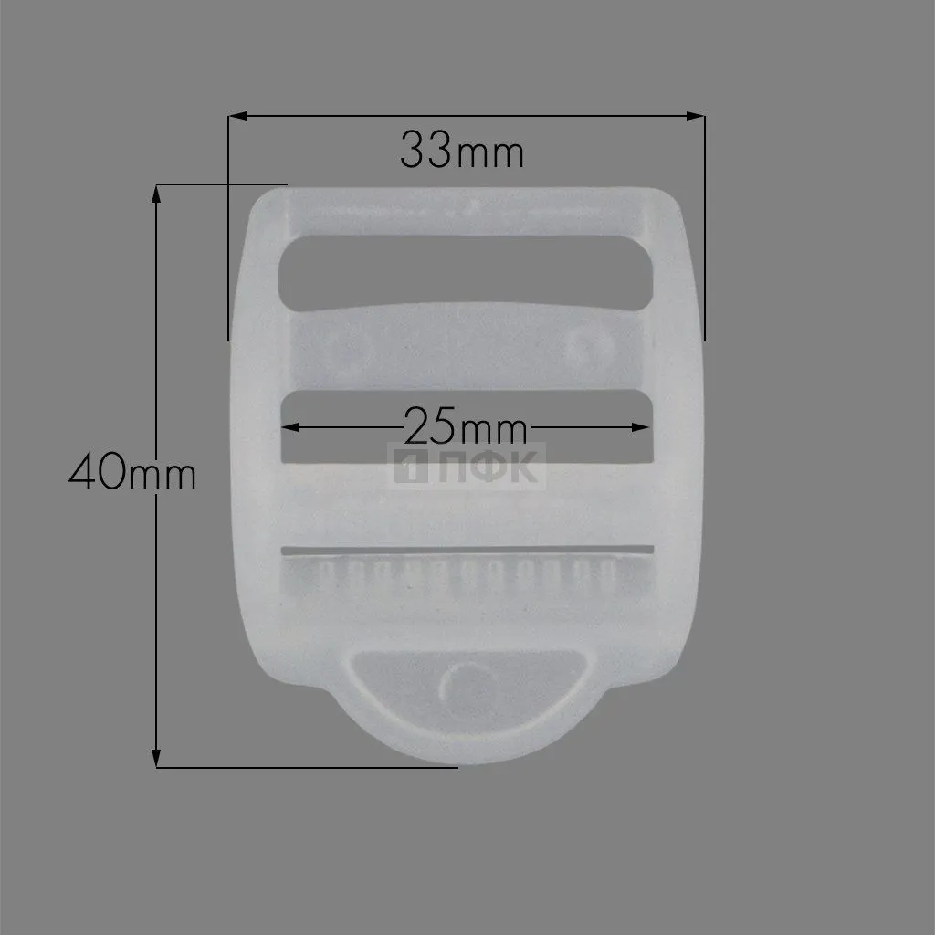 Пряжка трехщелевая ТЩ-25 ПП 25мм цв прозрачный (уп 1000шт/10000шт)