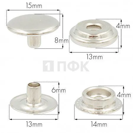 Кнопка для одежды 15мм №61 латунь цв никель (уп 2000шт) ПФК Кнопка для одежды 15мм №61 латунь цв никель (уп 2000шт) ПФК