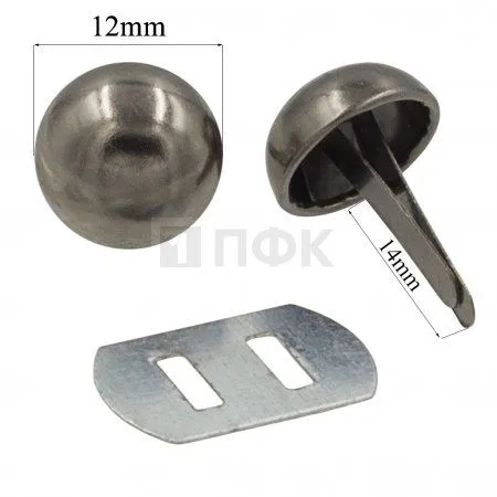 Пукля сумочная 12мм цв темный никель / оксид (уп 200шт) Пукля сумочная 12мм цв темный никель / оксид (уп 200шт)